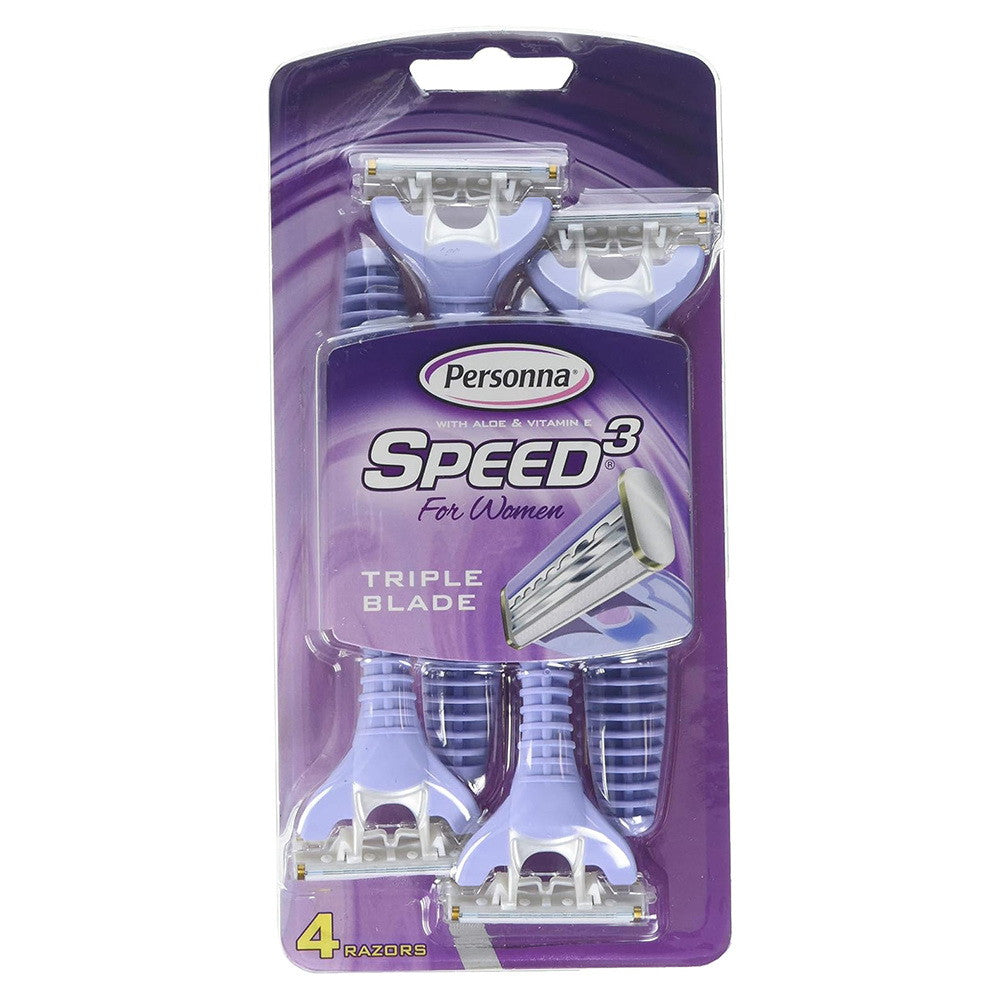 Personna Speed 3 Triple Blade Pivoting Head Disposable Razor For Women - 4 Ea